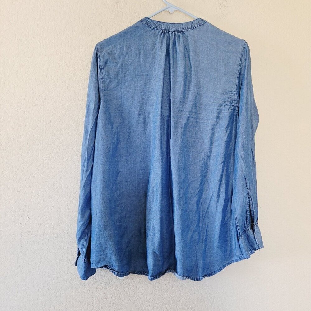 Alex & Parker Chambray Button Shirt Top Denim Size Xlarge Essential Tencel Blue - Picture 7 of 7